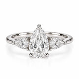 Petal Three Stone Diamond Ring - Pear - Natural