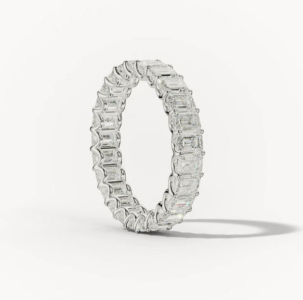 Diamond wedding band - emerald - lab-grown