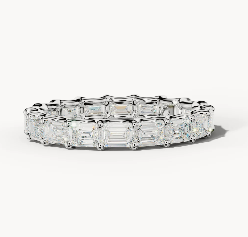 Diamond wedding band - East West Emerald - Lab-Grown