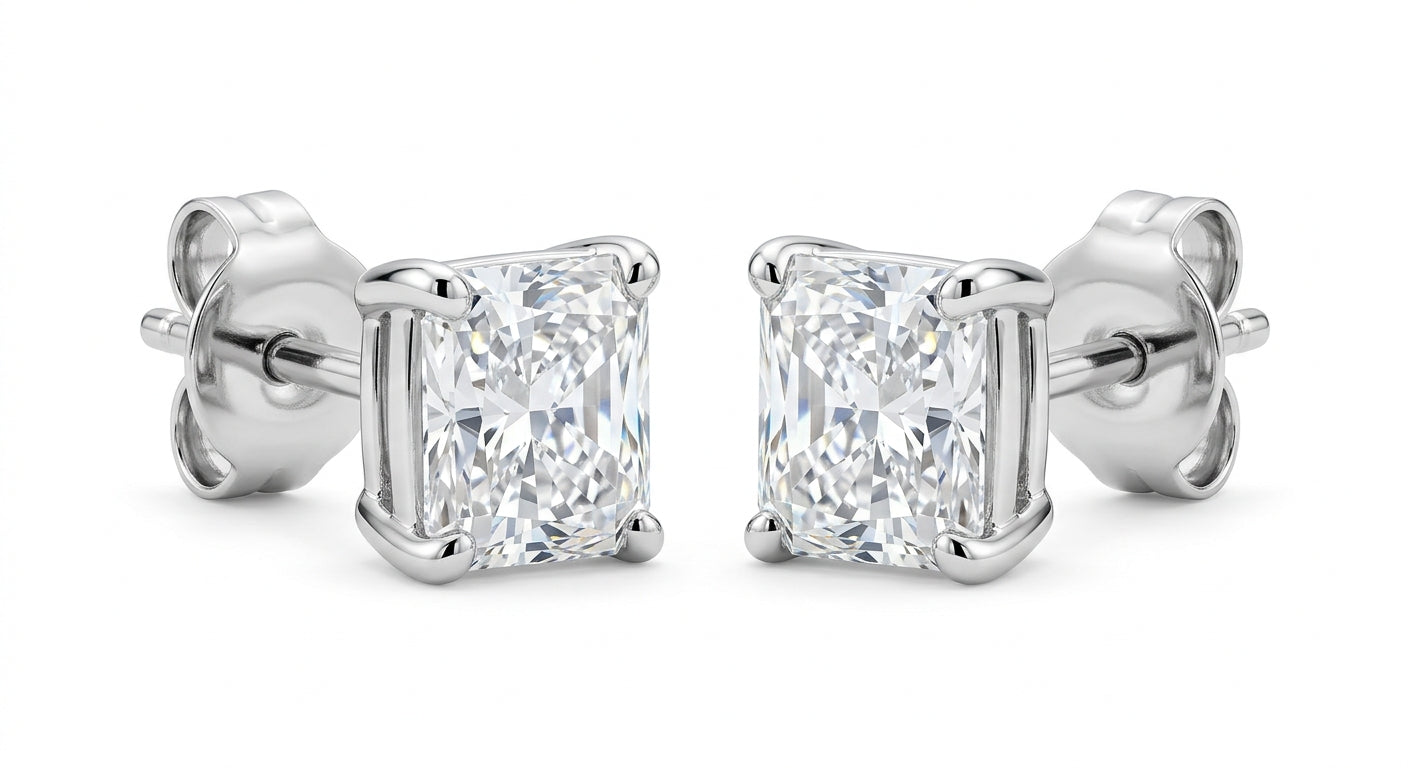 The Solvere Cushion Four-Prong Earrings - Color F