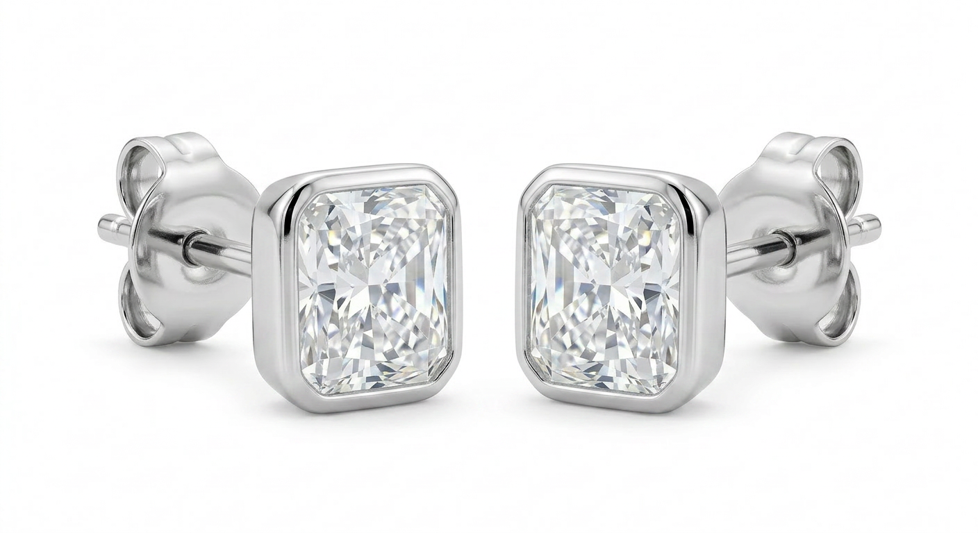 The Solvere Cushion Bezel Earrings - Color F