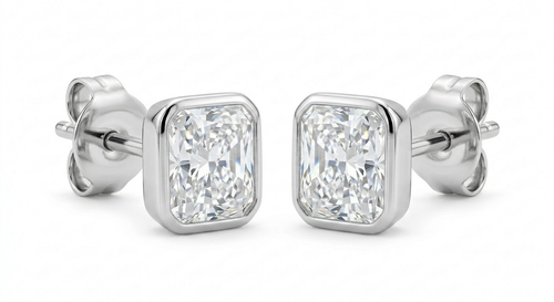 The Solvere Cushion Bezel Earrings - Color F