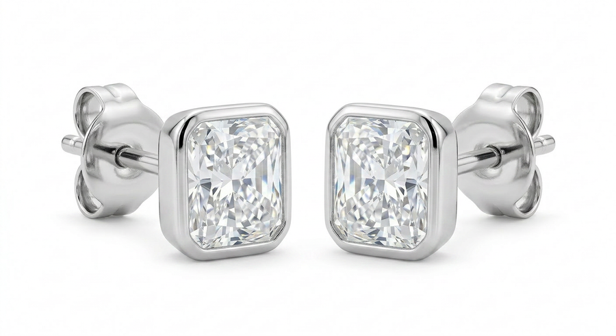 The Solvere Cushion Bezel Earrings - Color F