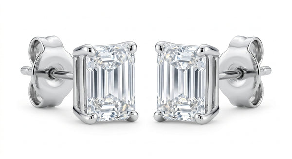 The Solvere Emerald Four-Prong Earrings - Color F