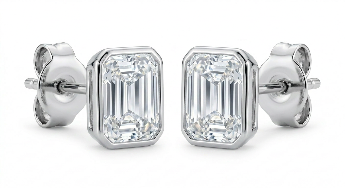The Solvere Emerald Bezel Earrings - Color F