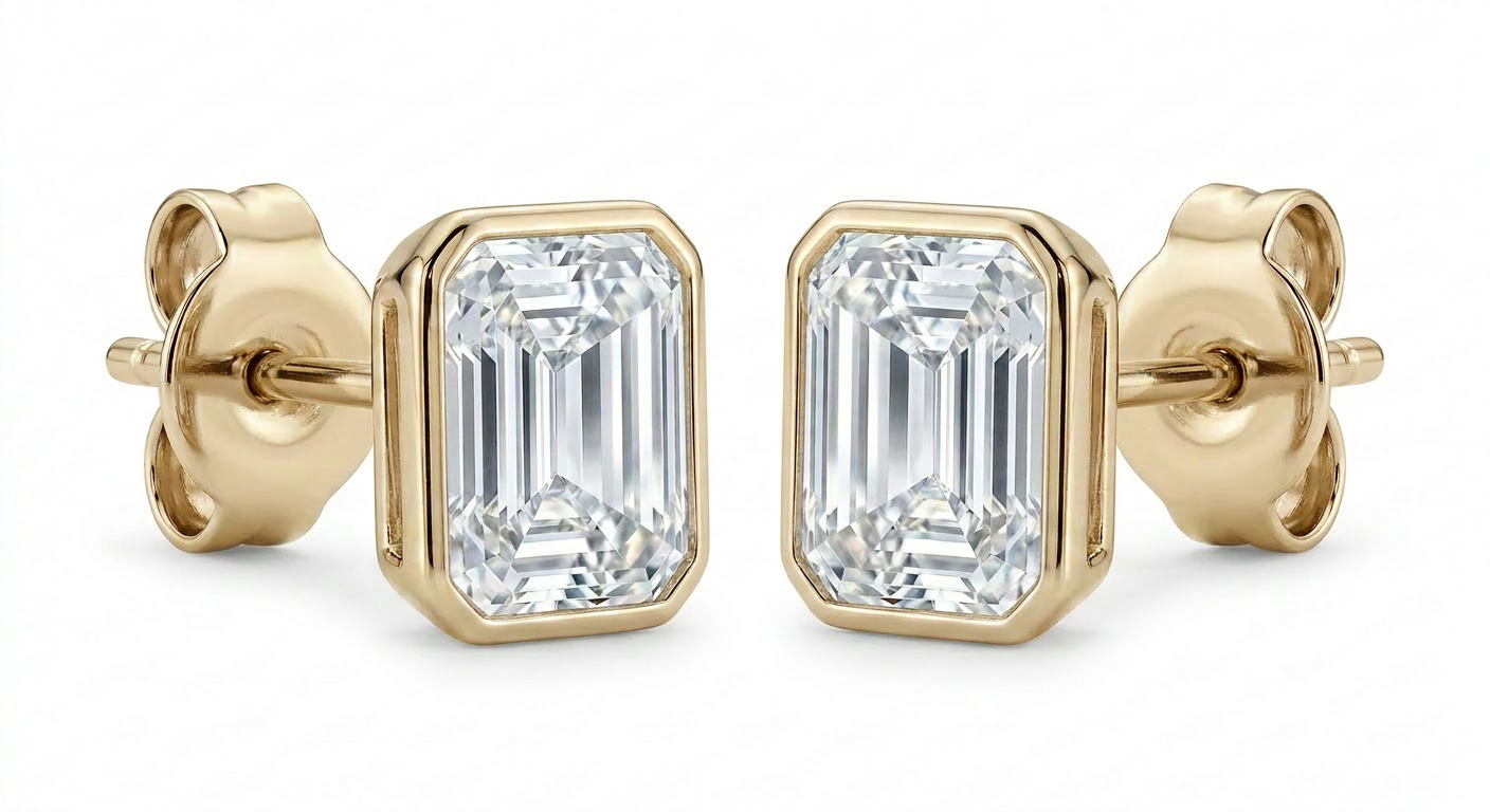 The Solvere Emerald Bezel Earrings