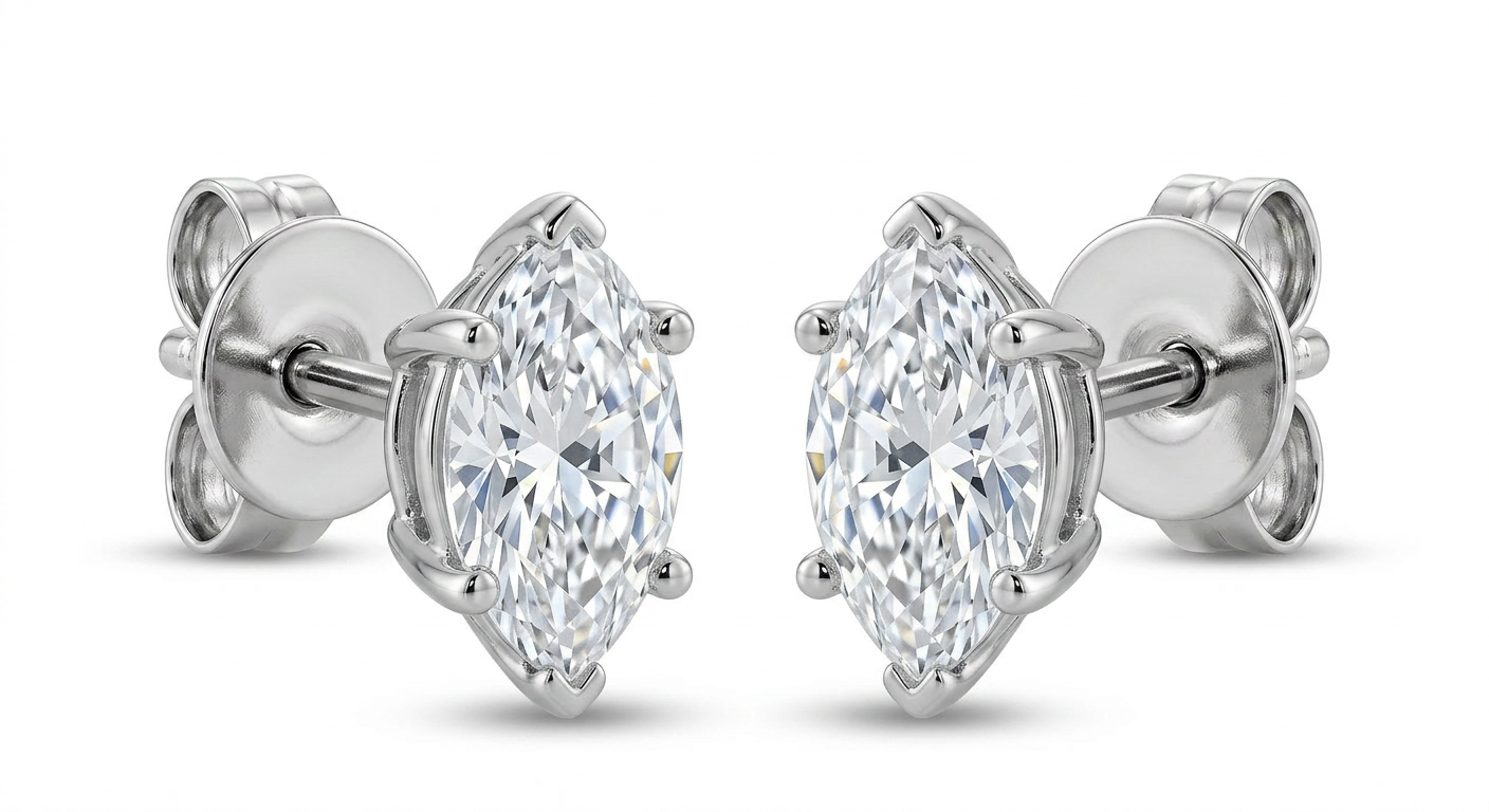 The Solvere Marquise Four-Prong Earrings - Color F