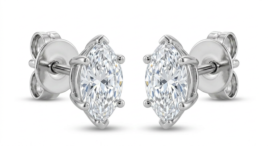 The Solvere Marquise Four-Prong Earrings - Color F
