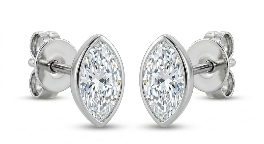 The Solvere Marquise Bezel Earrings - Color F