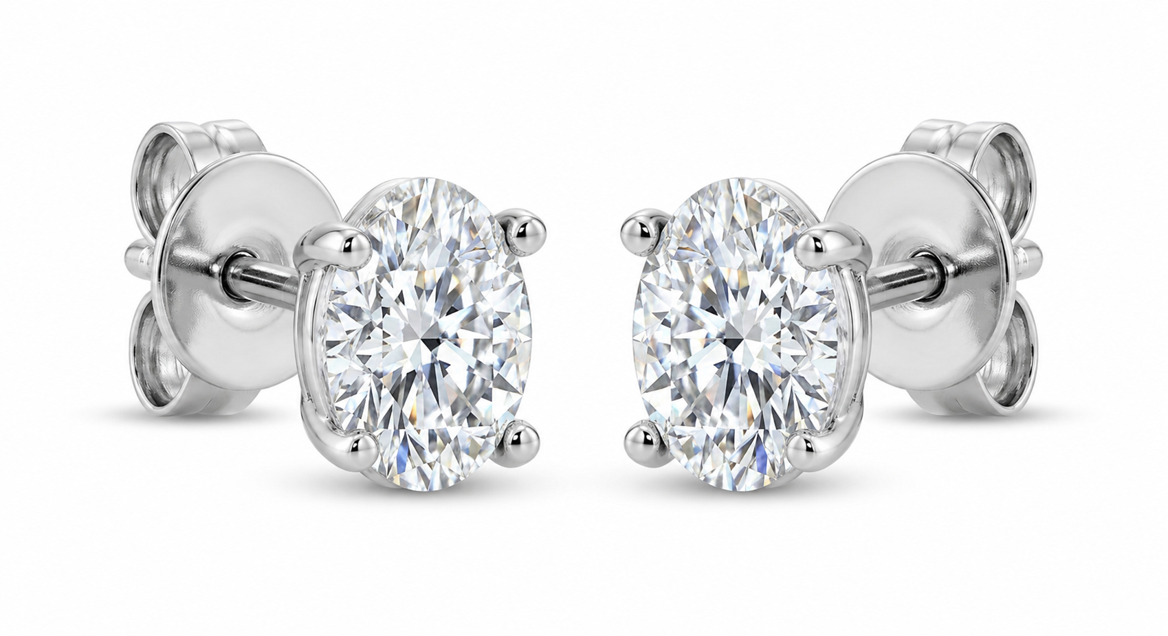 The Solvere Oval Four-Prong Earrings - Color F