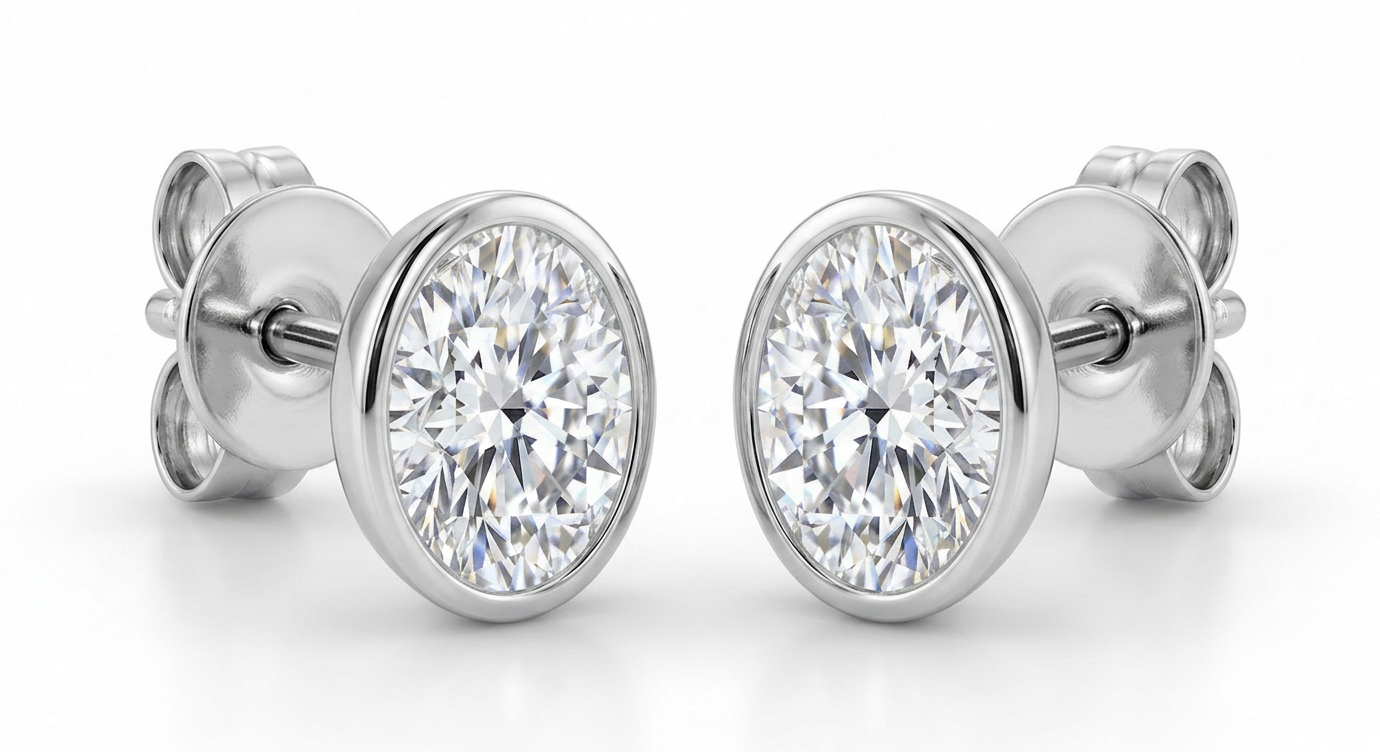 The Solvere Oval Bezel Earrings - Color F