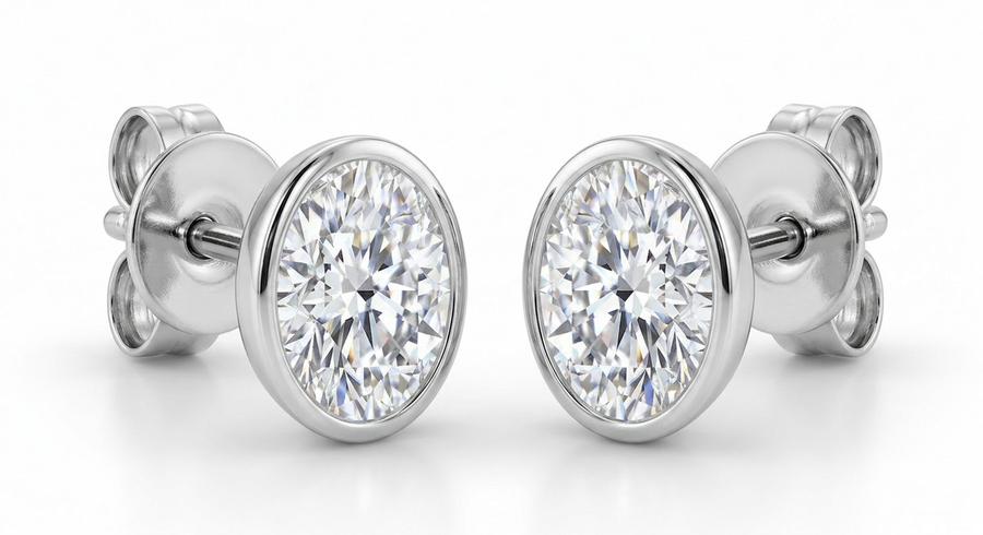 The Solvere Oval Bezel Earrings - Color F