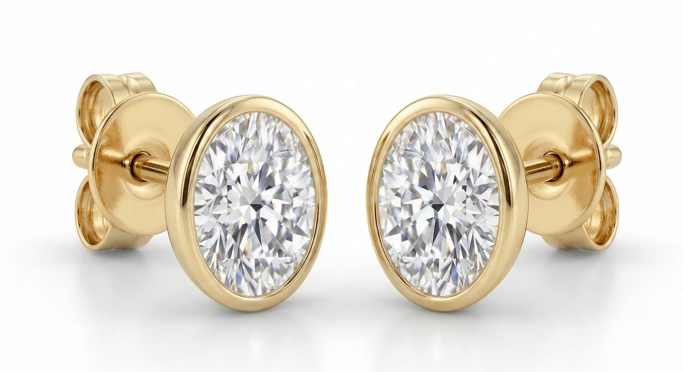 The Solvere Oval Bezel Earrings