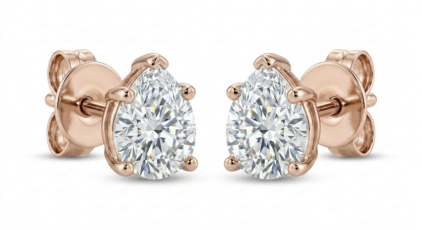The Solvere Pear Four-Prong Earrings