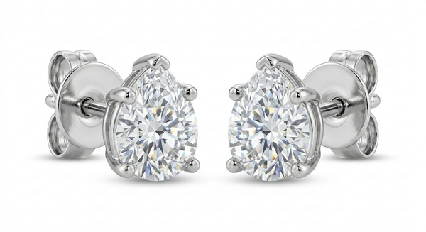 The Solvere Pear Four-Prong Earrings - Color F