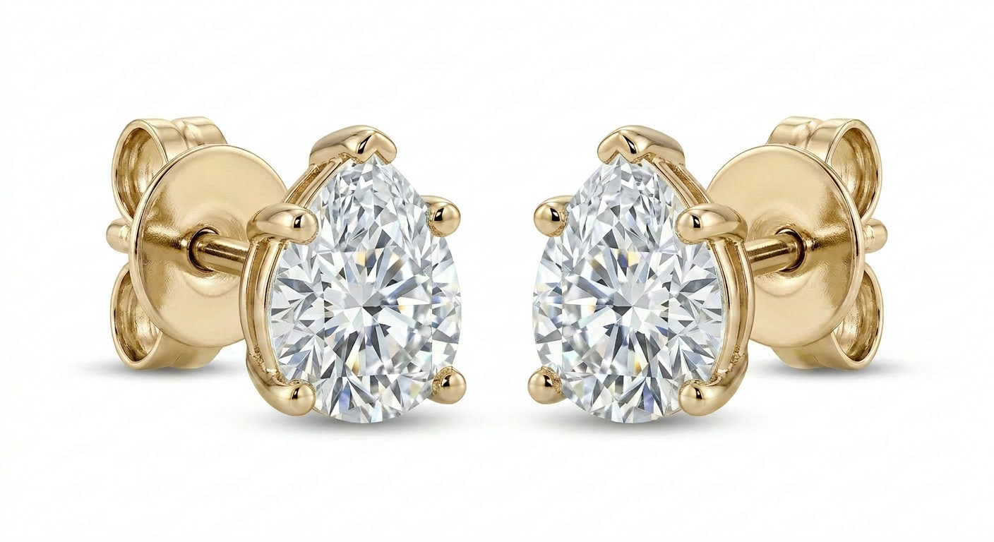 The Solvere Pear Four-Prong Earrings