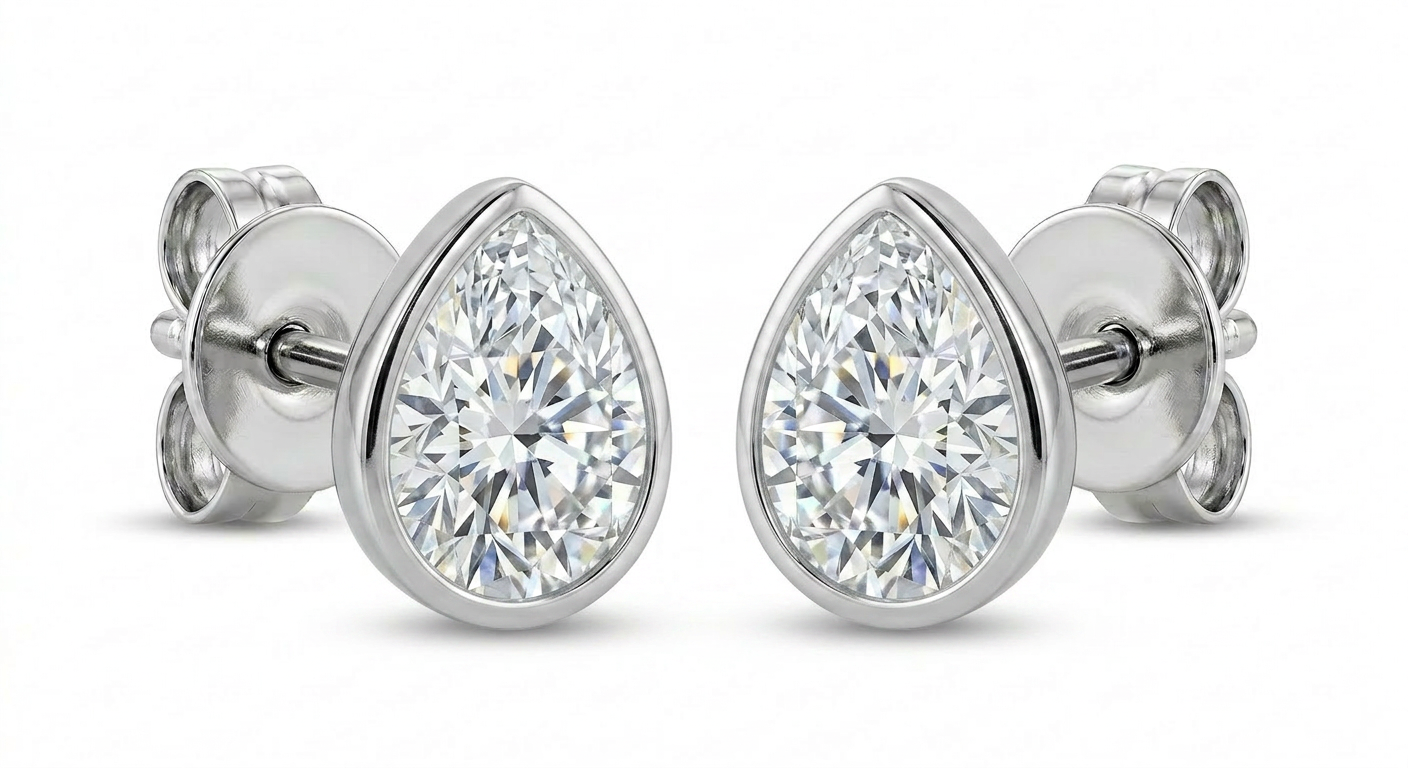 The Solvere Pear Bezel Earrings - Color F