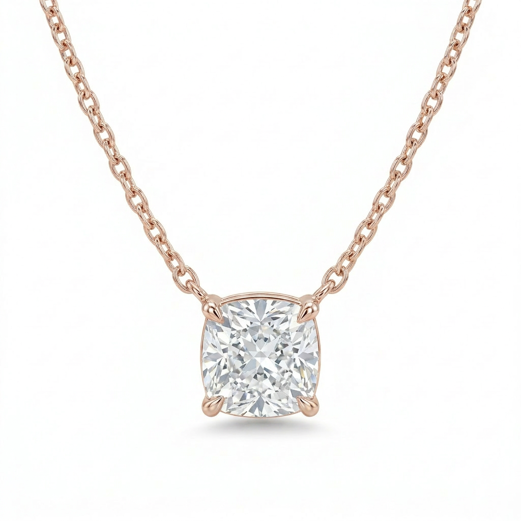 The Solvere Cushion Pendant Necklace - Lab-Grown