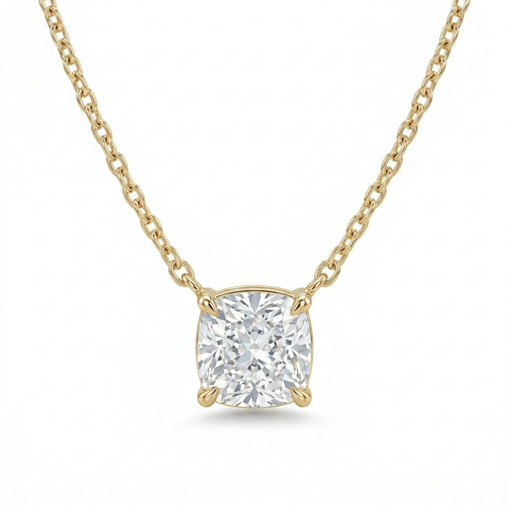 The Solvere Cushion Pendant Necklace - Lab-Grown