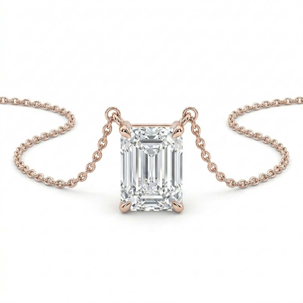 The Solvere Emerald Pendant Necklace - Lab-Grown