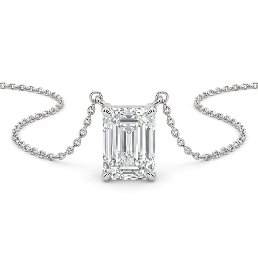 The Solvere Emerald Pendant Necklace - Color F - Lab-Grown