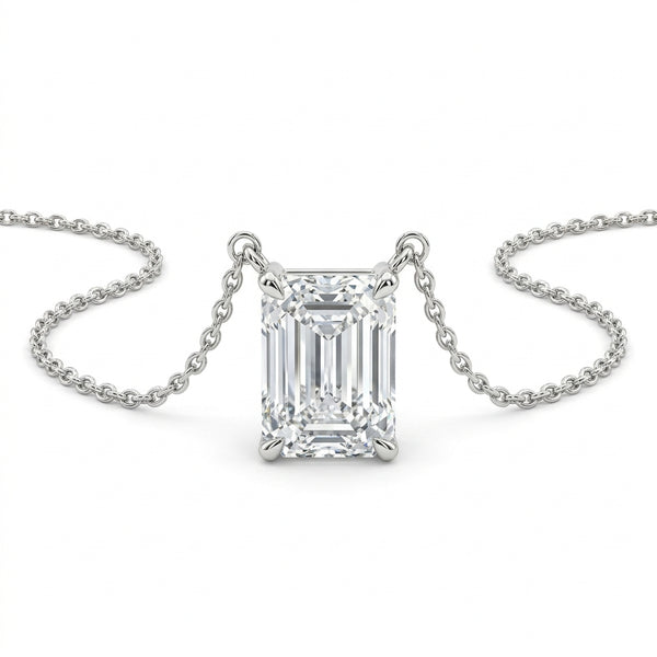 The Solvere Emerald Pendant Necklace - Color F - Lab-Grown