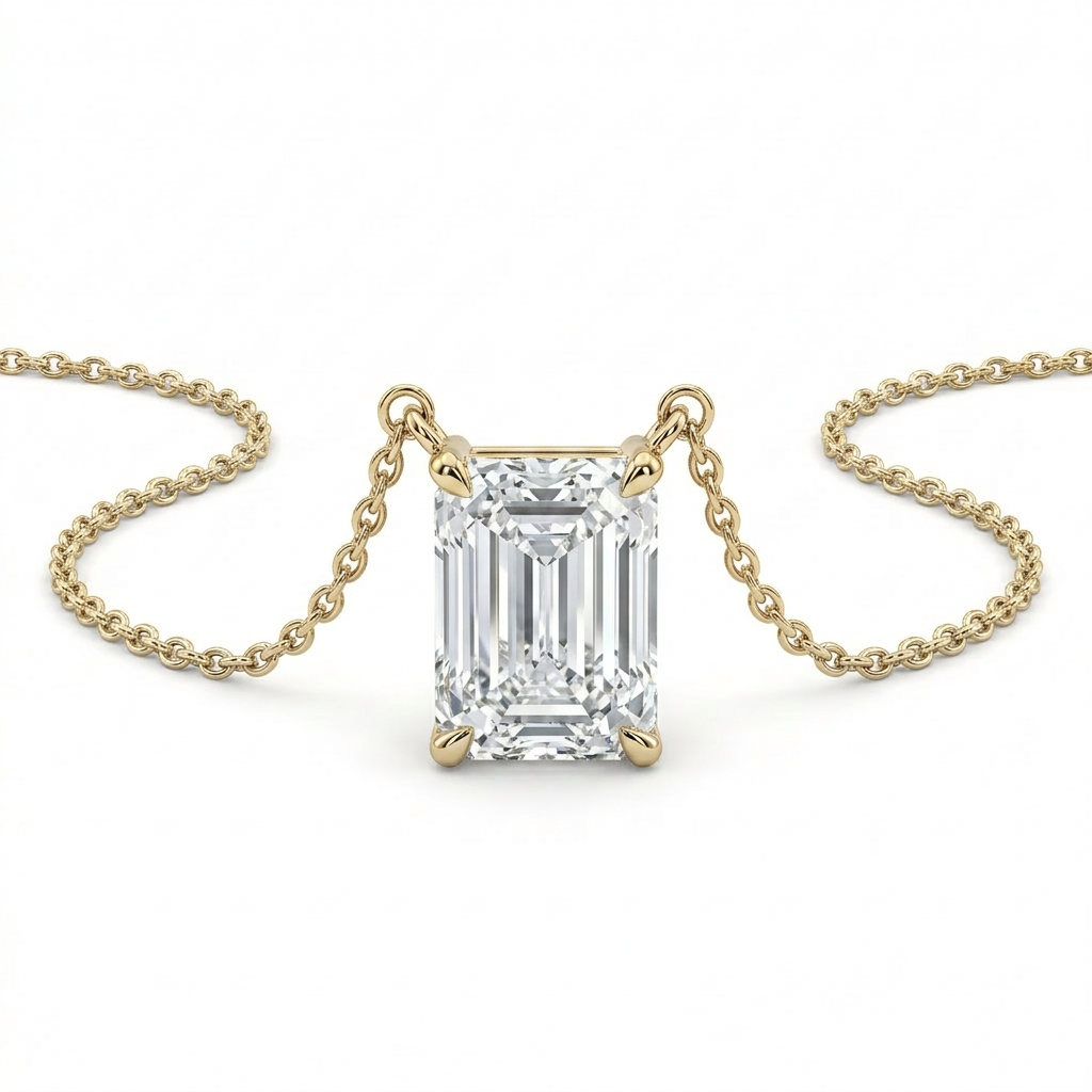 The Solvere Emerald Pendant Necklace - Lab-Grown