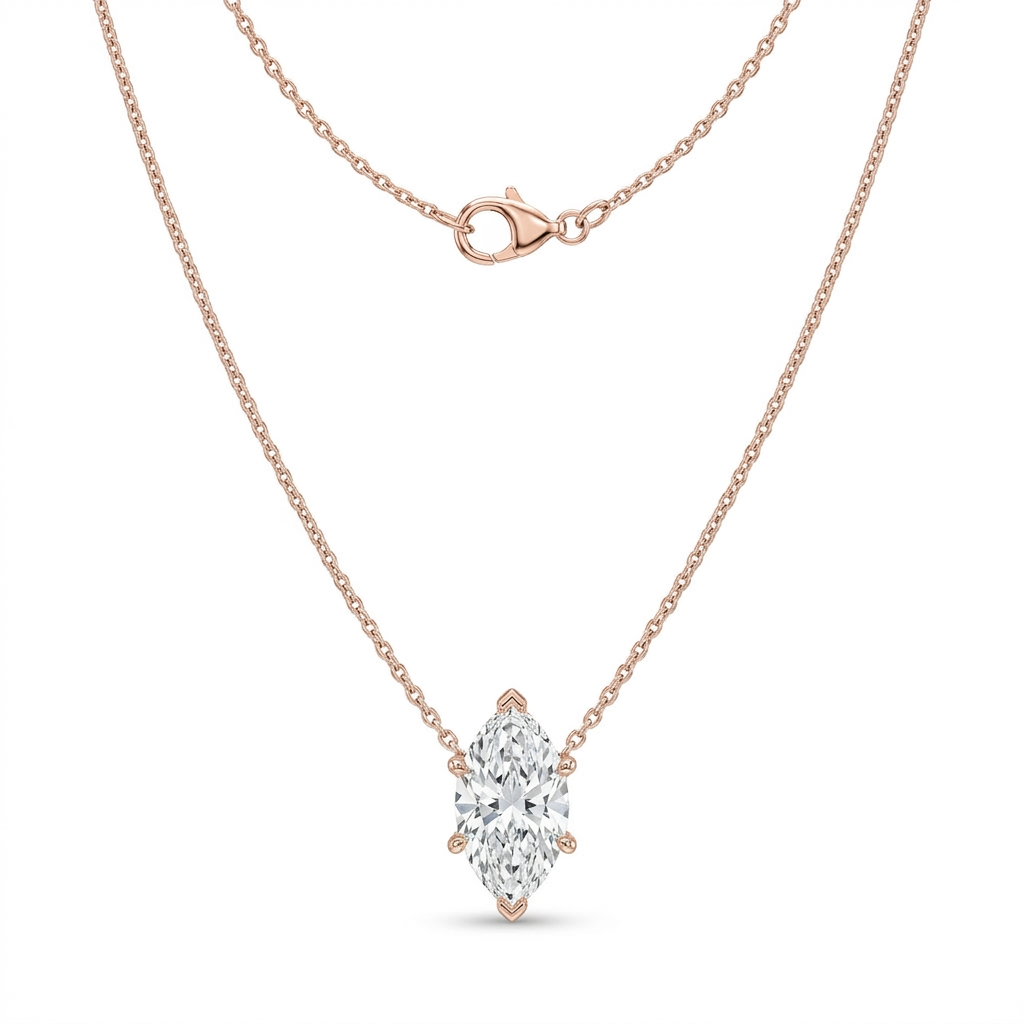 The Solvere Marquise Pendant Necklace - Lab-Grown