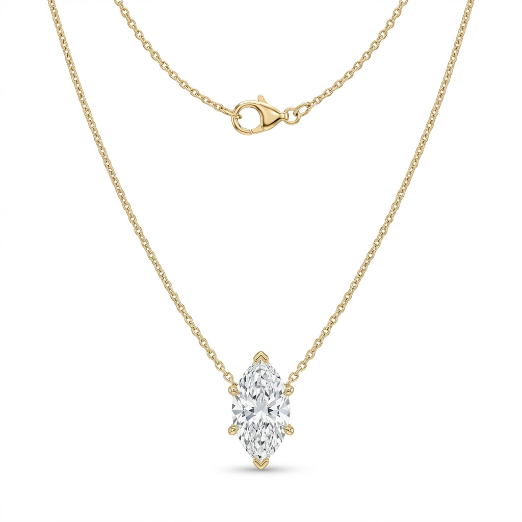 The Solvere Marquise Pendant Necklace - Lab-Grown