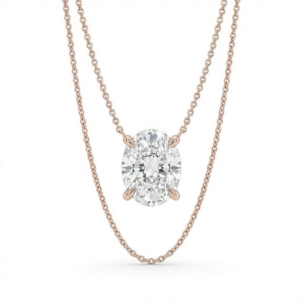 The Solvere Oval Pendant Necklace - Lab-Grown