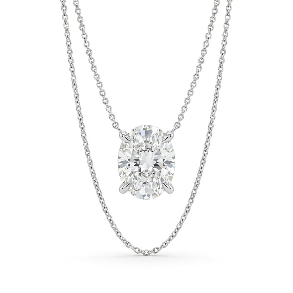 The Solvere Oval Pendant Necklace - Color F - Lab-Grown