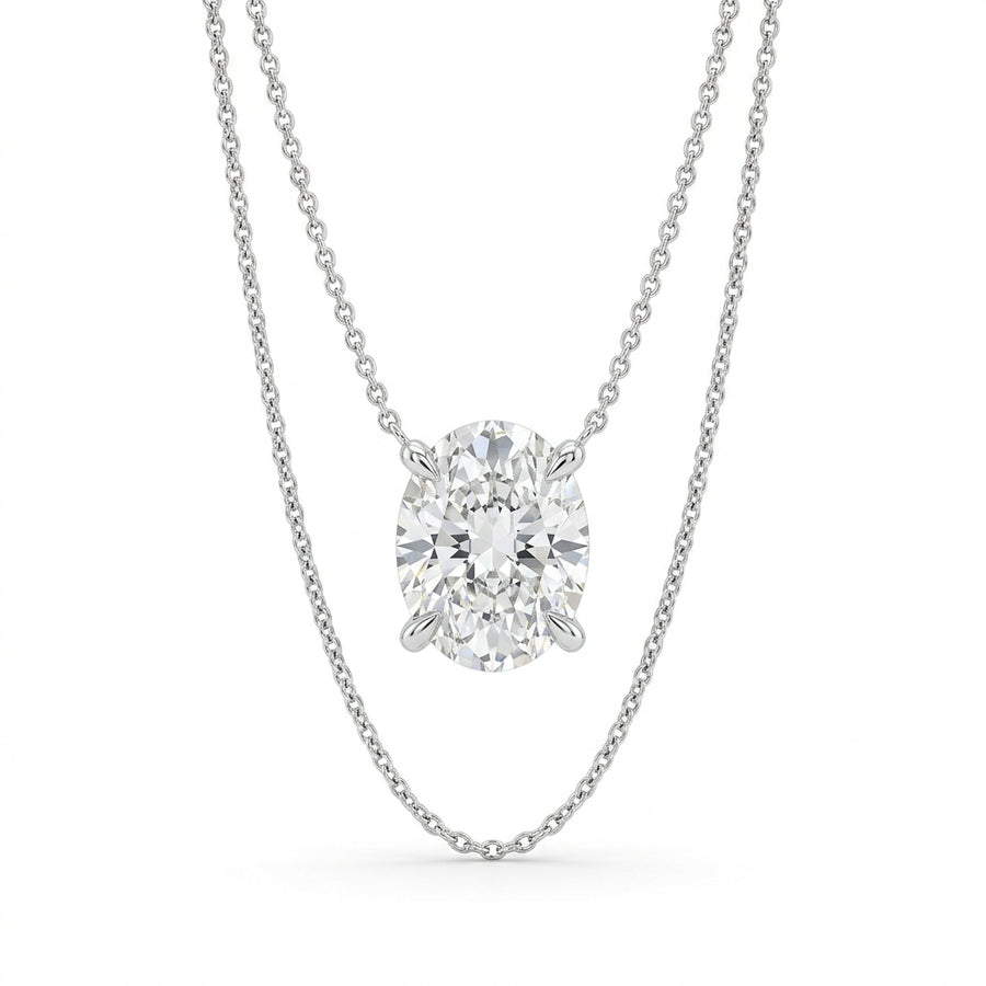 The Solvere Oval Pendant Necklace - Color F - Lab-Grown