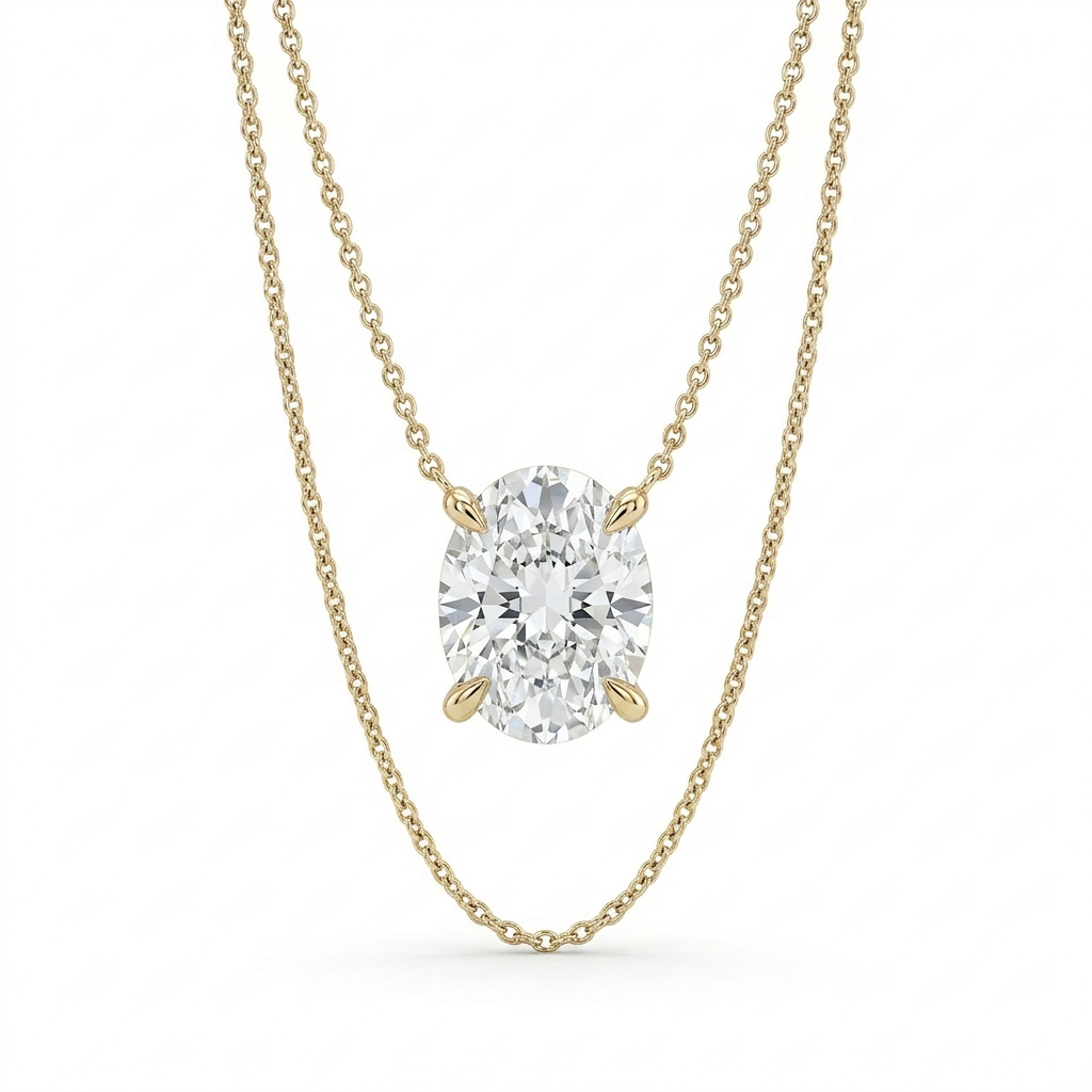 The Solvere Oval Pendant Necklace - Lab-Grown