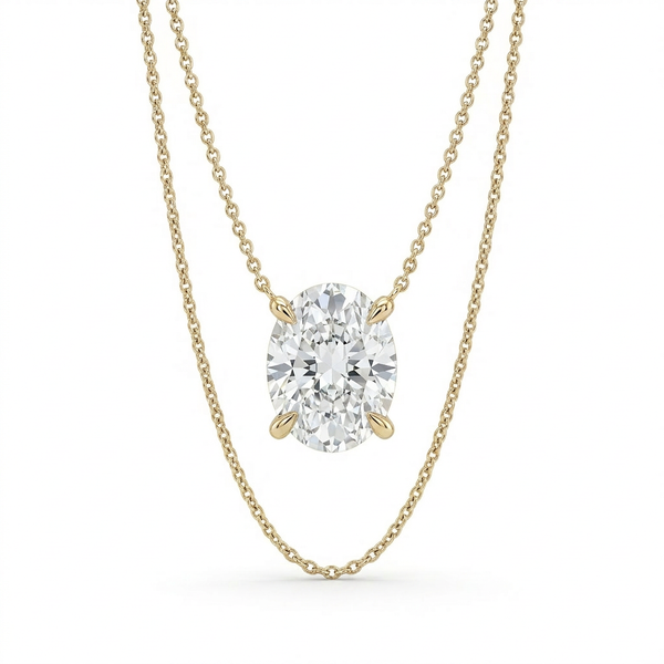The Solvere Oval Pendant Necklace - Lab-Grown