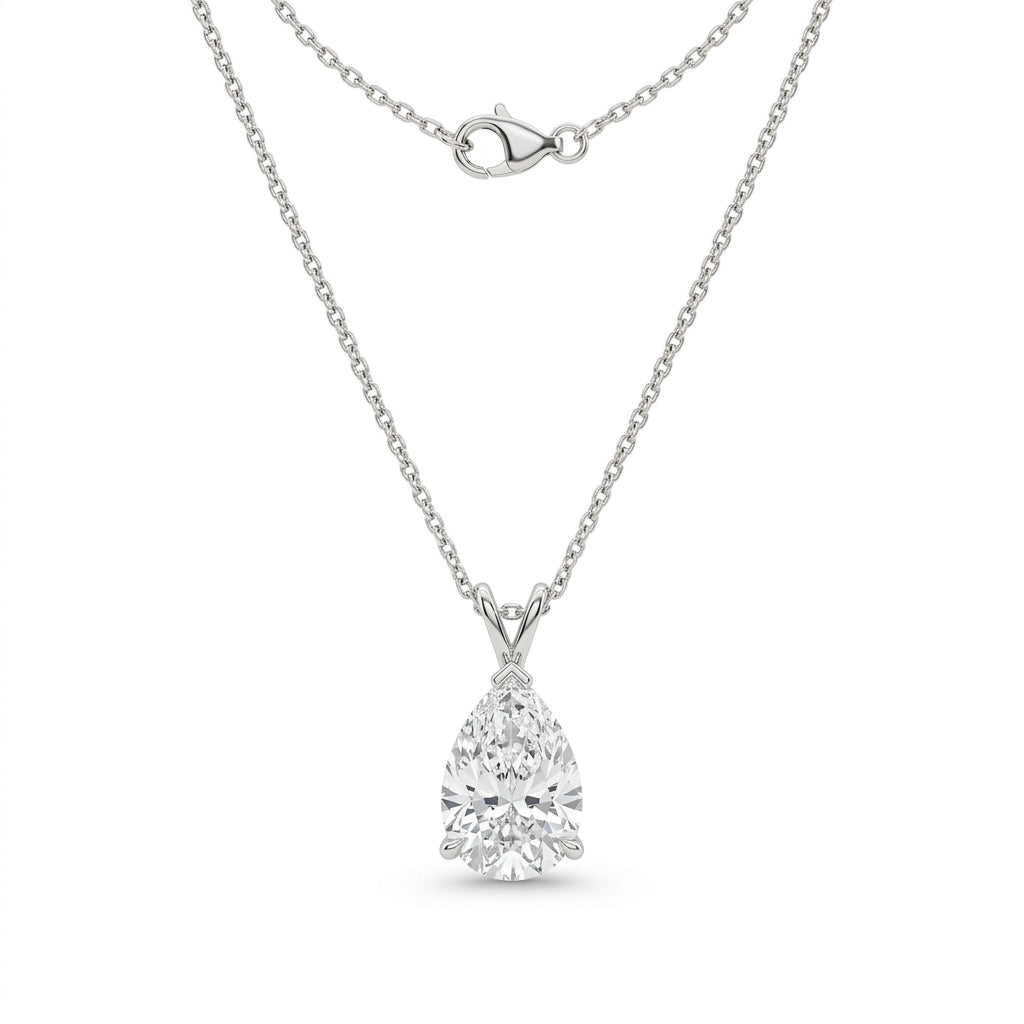 The Solvere Pear Pendant Necklace - Color F - Lab-Grown