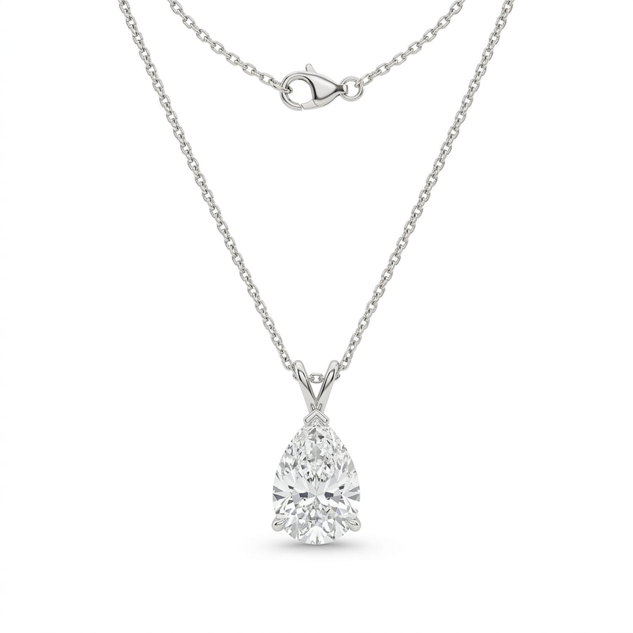 The Solvere Pear Pendant Necklace - Color F - Lab-Grown