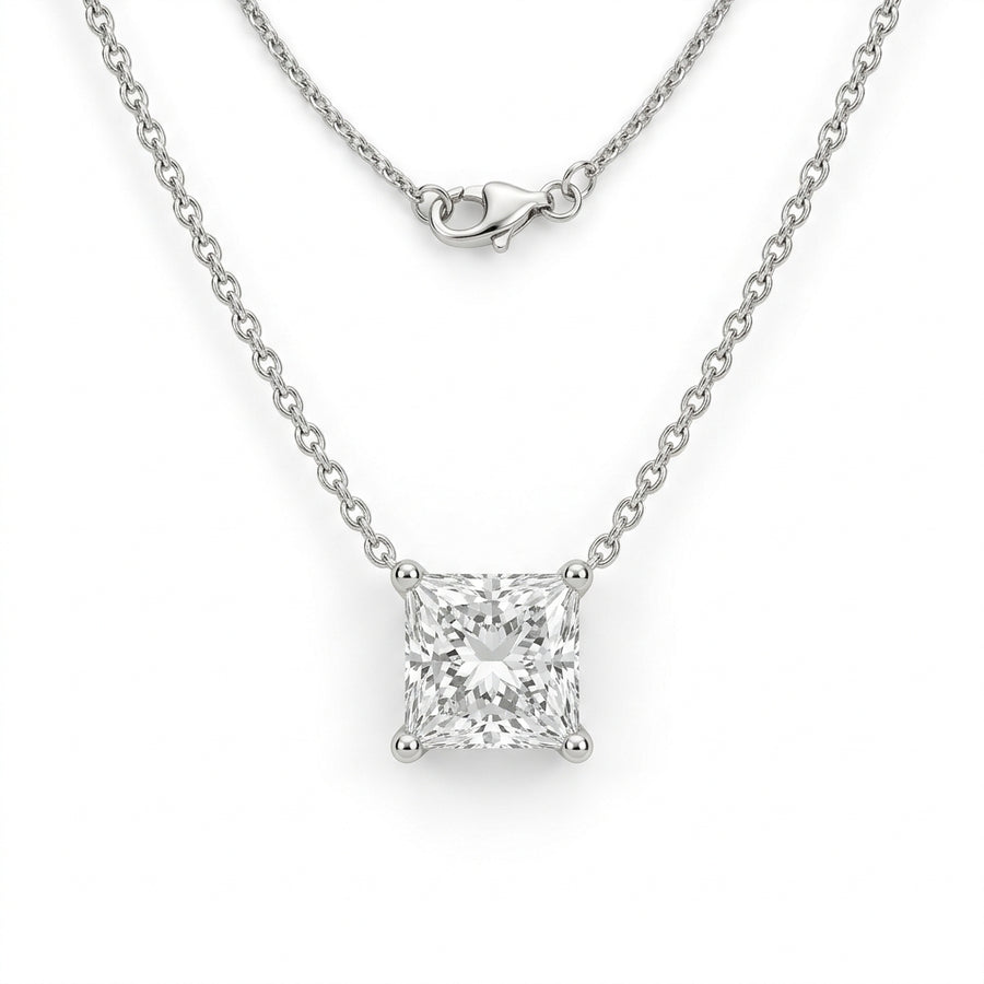 The Solvere Princess Pendant Necklace - Color F - Lab-Grown