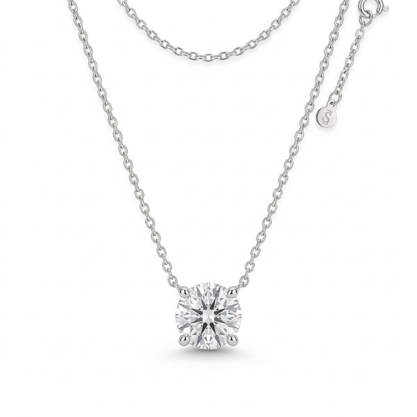 The Solvere Round Pendant Necklace - Color F - Lab-Grown