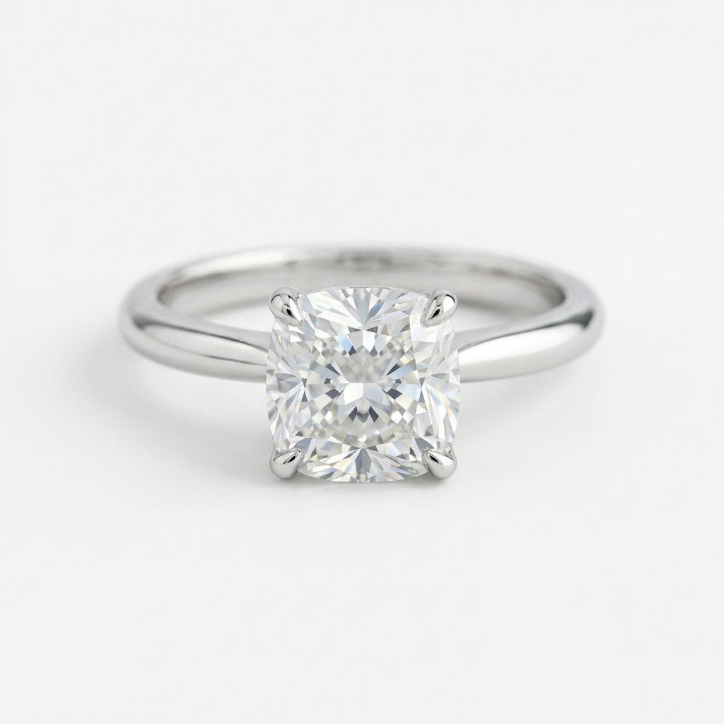 The Solvere Cushion Solitaire Ring - Color F - Lab-Grown