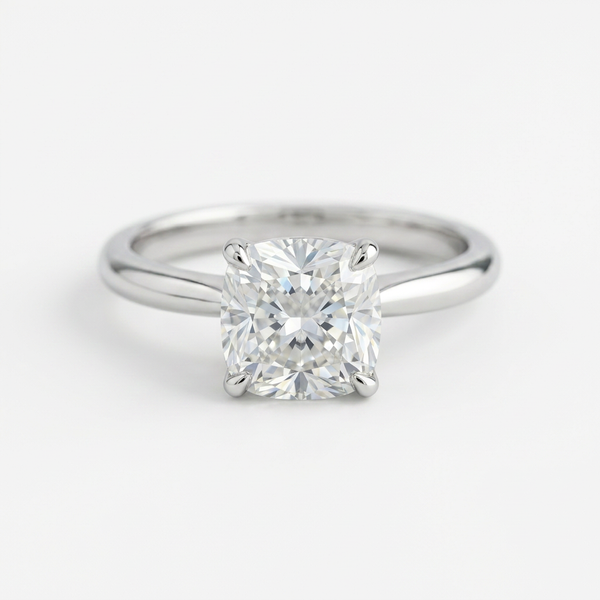 The Solvere Cushion Solitaire Ring - Color F - Lab-Grown