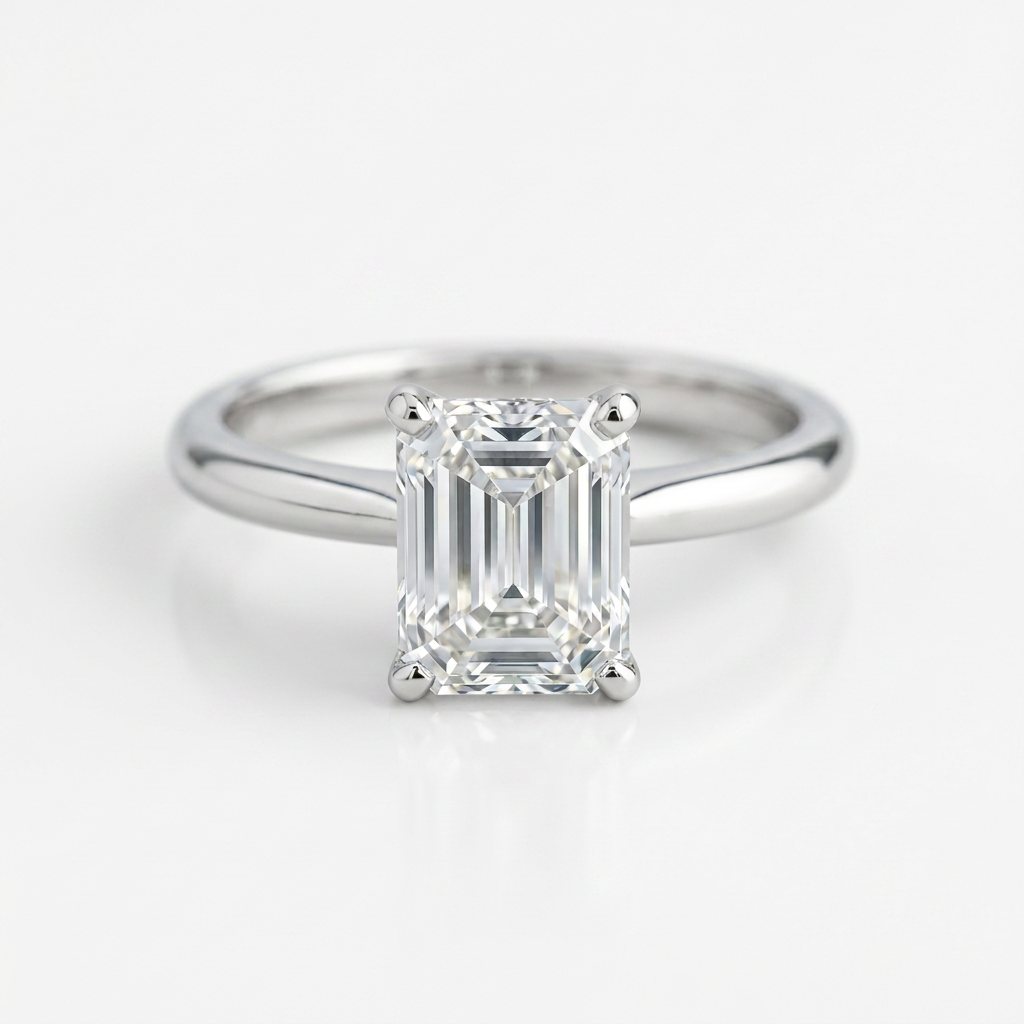 The Solvere Emerald Solitaire Ring - Color F - Lab-Grown