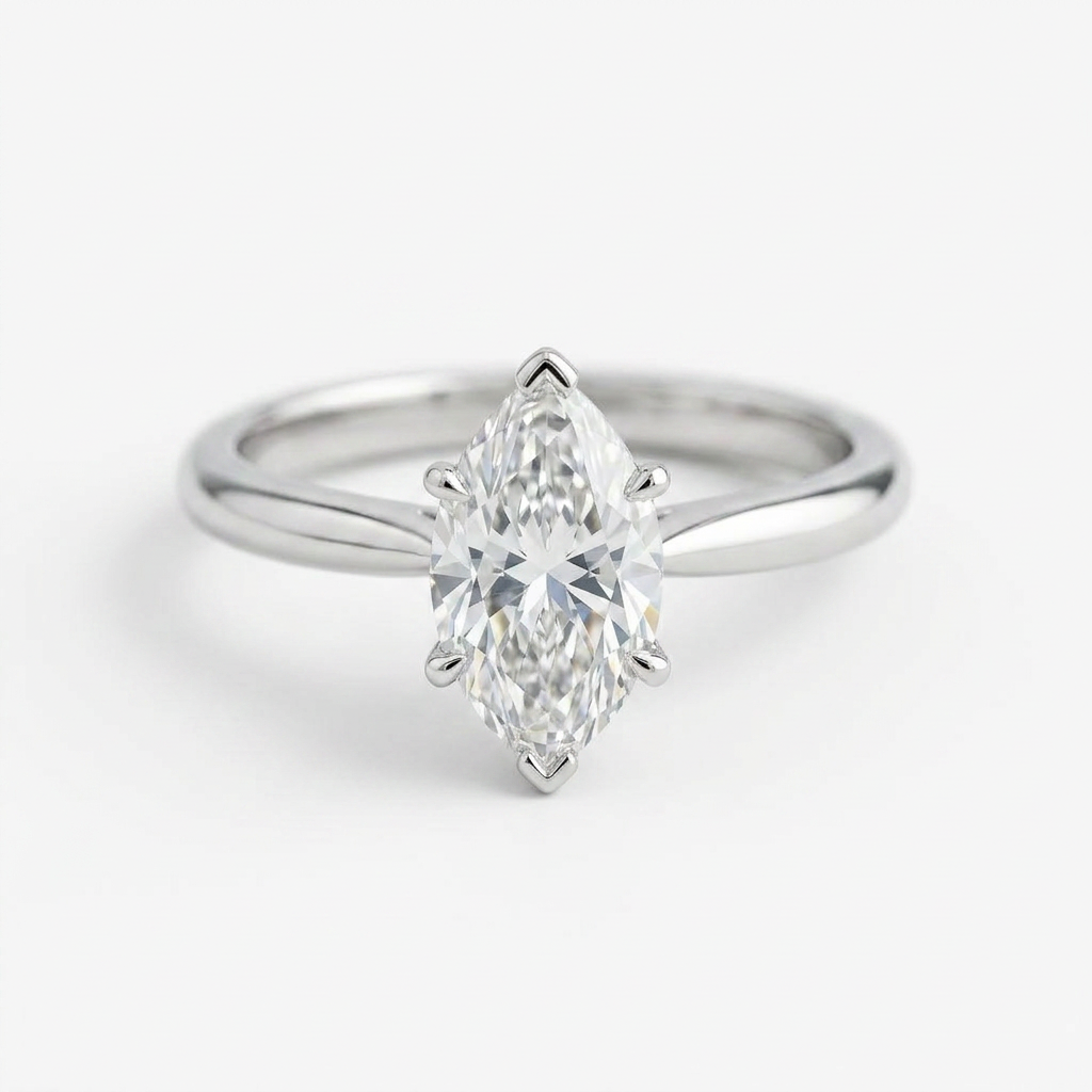 The Solvere Marquise Solitaire Ring - Color F - Lab-Grown