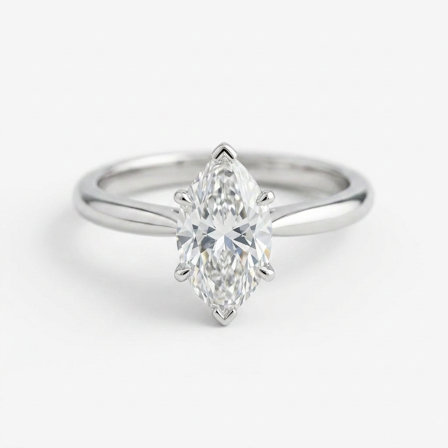 The Solvere Marquise Solitaire Ring - Color F - Lab-Grown
