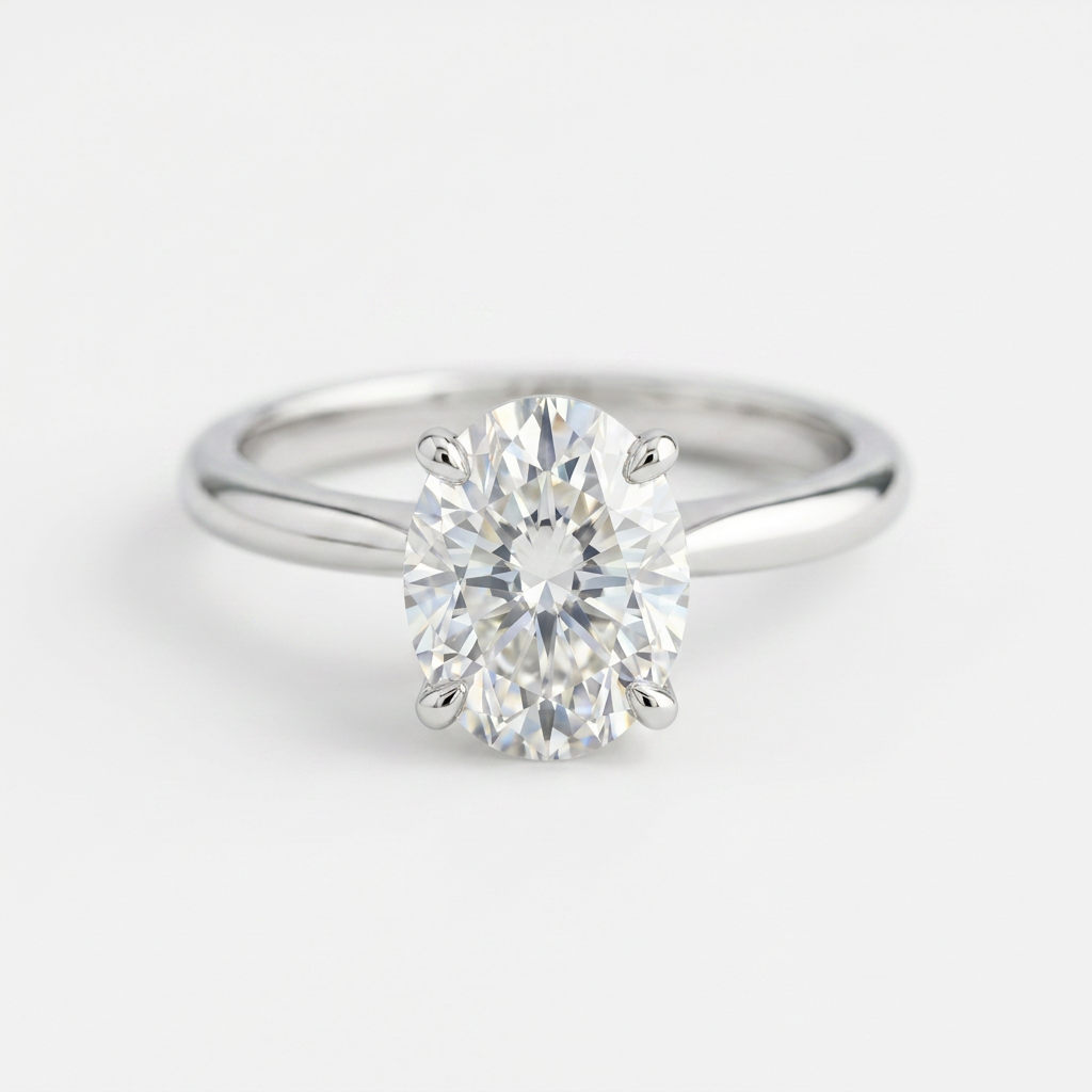 The Solvere Oval Solitaire Ring - Color F - Lab-Grown