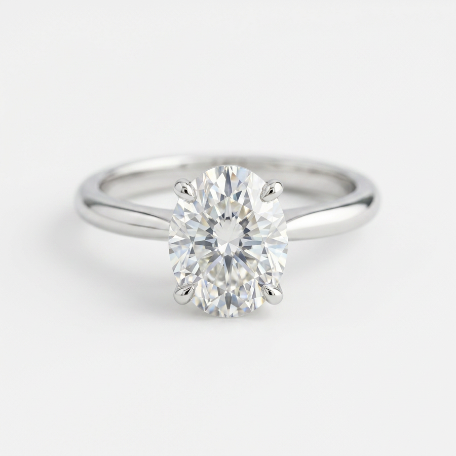 The Solvere Oval Solitaire Ring - Color F - Lab-Grown