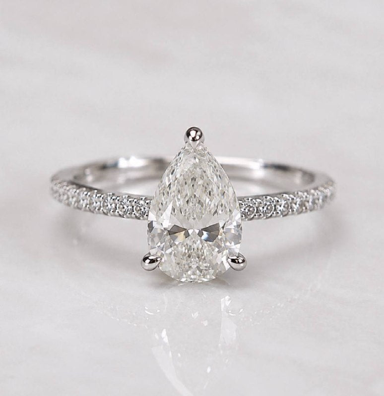 Pavè Pear Engagement Ring - Lab-Grown