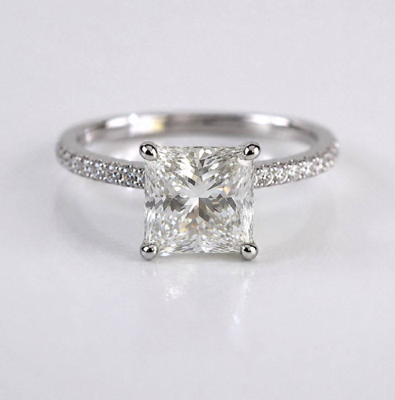 Pavè Princess Engagement Ring - Natural