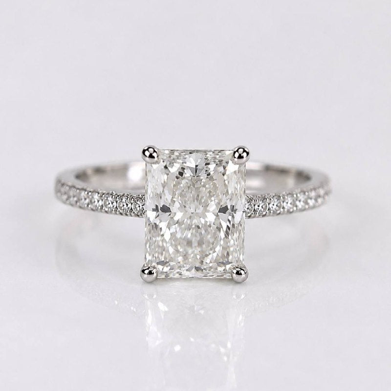 Pavè Radiant Engagement Ring - Natural