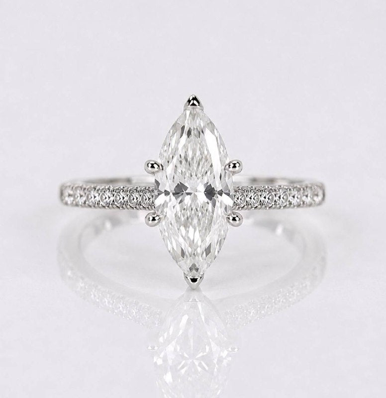 Pavè Marquise Engagement Ring - Lab-Grown