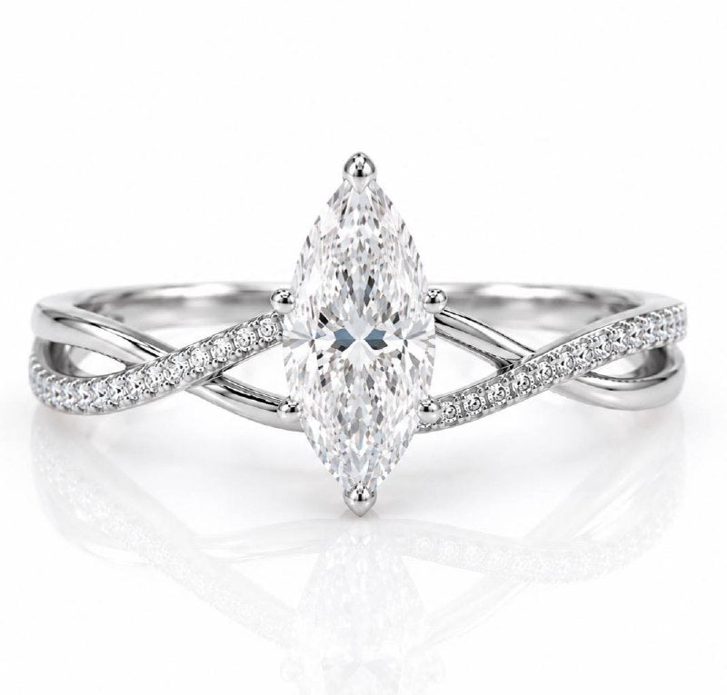 Petite Twisted - Marquise - Engagement Ring - Natural